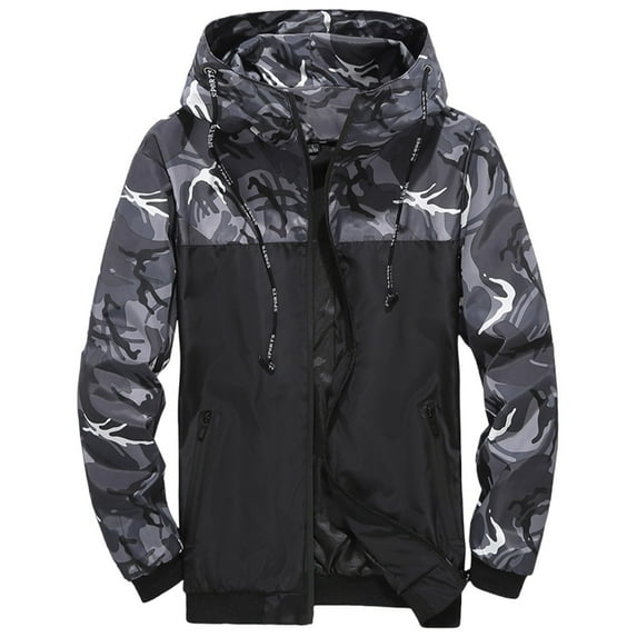 Miluxas Wind Breaker Jackets Mens Trench Coat Men Waterproof Windbreaker Jacket Pea for Fashion Summer Bomber Outdoor Gray