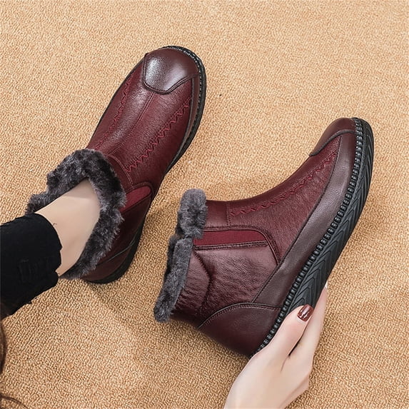 Miluxas Winter Boots for Women , Snow Boots for Women,Womens Winter Boots, Women's Waterproof Snow Boots, Ankle Boots for Women Fur Lined Lightweight Outdoor Anti-Slip Red 8(39)
