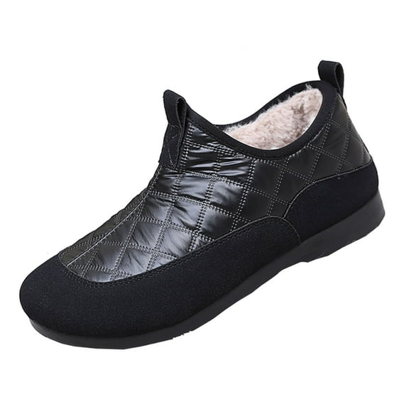 Miluxas Winter Boots for Women: Black Warm Fleece Lined Slip on Ankle Snow Boots Comfortable Waterproof Outdoor Shoes Size Black 8.5(41)