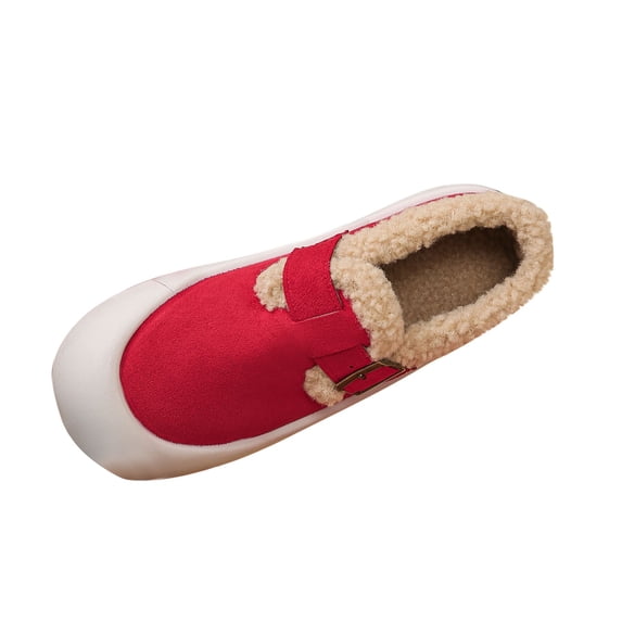 Miluxas Winter Boots for Women Warm Fleece Lined Slip on Ankle Snow Short Boots Comfortable Outdoor Shoes Red 5.5(36)