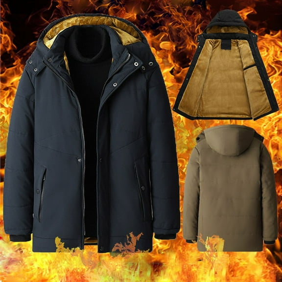 Miluxas Winter Coats for Men Winter Jackets Water Resistant Warm Thicken Puffy Hooded Insulated Thicken Parka Coat Navy