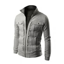 Winter Jackets for Men Men's Autumn Color Matching Splicing Jacket Sweater Jacket Gray 12(XXL)