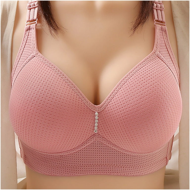 Miluxas Woman Sexy Ladies Bra without Steel Rings Sexy Vest Large Size  Lingerie Underwire Nursing Bras On Clearance Hot Pink XXXL(XXXL) 