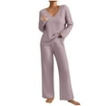 thumbnail image 1 of Miluxas Women 2 Piece Outfits Oversized Knit Loungewear Loose Slouchy Sweater Set Spring Fall Trendy Matching Lounge Sets Pink 6(M), 1 of 8