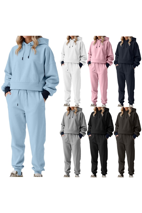 Women 2 Piece Outfits Sweatsuit Oversized Hoodie and Jogger Sweatpants Tracksuit Sweat Matching Set White XL(XL)
