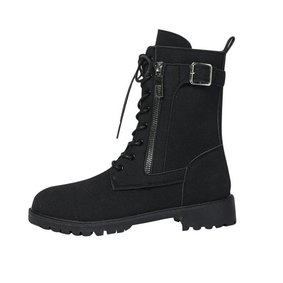 Miluxas Women Ankle Boots Autumn and Winter Fashion Solid Color Lace up Comfortable Round Toe Womens Slip on Boots Casual Beige 5.5(36)