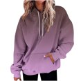 thumbnail image 1 of Miluxas Women Autumn and Winter Gradient Printed Pullover Sweatshirt Long Sleeve Hoodies Pocket Basic Top Purple S(S), 1 of 5