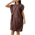 thumbnail image 1 of Miluxas Women Bathrobe Autumn and Winter Coral Fleece Solid Color Quick Dry Beach Spa Bath Robe Purple Free Size(Free Size), 1 of 4