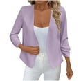 thumbnail image 1 of Miluxas Women Blazer 3/4 Sleeve Cropped Cardigan Lightweight Blazer Jacket Business Casual Purple L(L), 1 of 9
