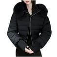 thumbnail image 1 of Miluxas Women Casual Fleece Hooded Coat Women's Autumn Winter Long Sleeve Loose Cotton-Padded Jacket Female Jacket Black S, 1 of 8