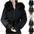 thumbnail image 1 of Miluxas Women Casual Fleece Hooded Coat Women's Autumn Winter Long Sleeve Loose Cotton-Padded Jacket Female Jacket White XL(XL), 1 of 7