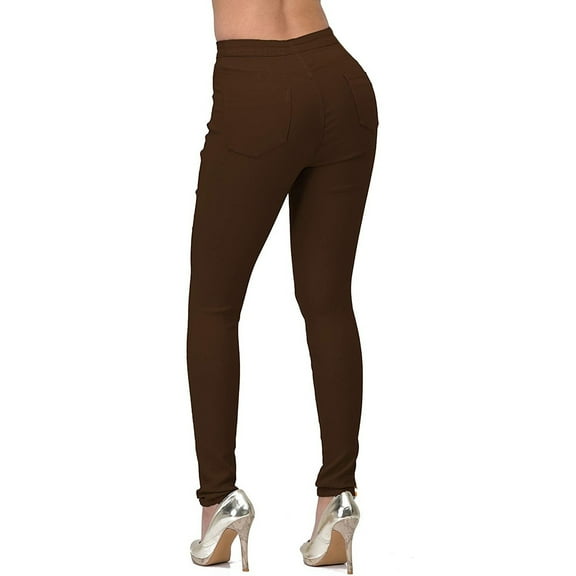 Miluxas Women Casual Pants Elastic Denim Pants Outdoor Casual Trousers A1-Coffee 10(XL)