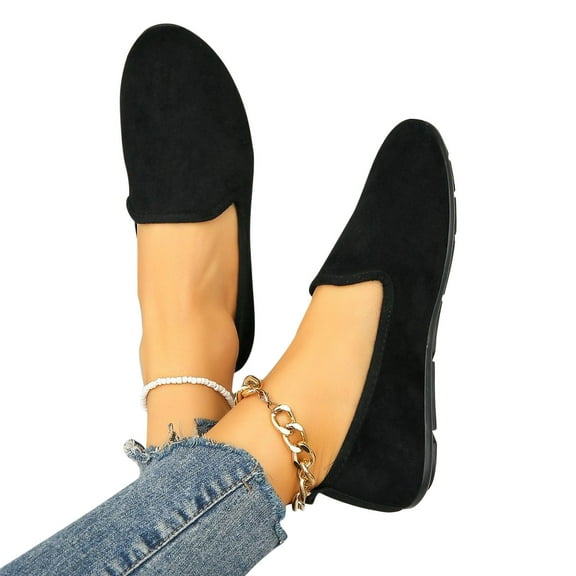 Miluxas Women Classy Ballet Flats Round Toe Daily Cozy Comfort Slip on Flat Shoes Black 7.5(40)