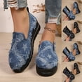 thumbnail image 1 of Miluxas Women Comfortable Slip on Work Flats Denim Shoes Star Print Round Toe Lightweight Breathable Womens Dressy Casual Walking Shoes Dark Blue 9(42), 1 of 9
