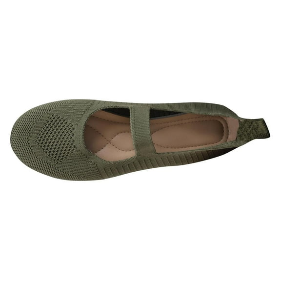 Miluxas Women Flat Shoes Knitted Lightweight Slip-on Loafers Breathabel Soft Comfortable Ballet Flats Army Green 9.5(43)