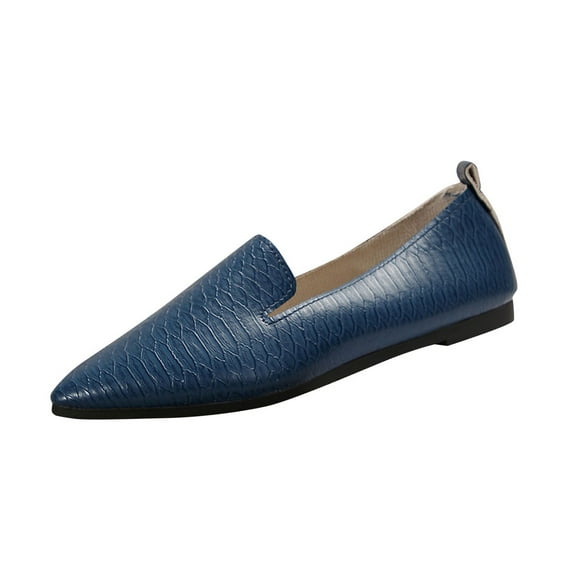 Miluxas Women Flats Shoes Women Breathable Thin Soft Soled Pointed Toe Dress Shoes Comfortable Slip on Shoes Blue 6(37)