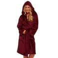 thumbnail image 1 of Miluxas Women Fleece Hooded Bathrobe - Plush Long Robe Clearance Wine 10(XL), 1 of 7