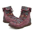 thumbnail image 1 of Miluxas Women Flower Embroidered Ankle Cowgirl Boots Square Toe Western Boots Chunky Heel Pull On Short Boots Clearance Red 8.5(40), 1 of 5
