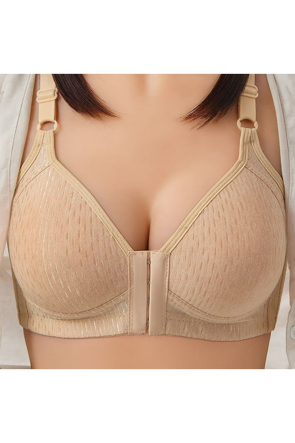 Women Front Closure Post Surgery Compression Everyday Bras for Mastectomy Support with Adjustable Straps Wirefree Beige 10(XL)