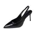 thumbnail image 1 of Miluxas Women High Heel Slingback Pointed Toe Slip On Stilettos Ankle Strap Buckle Patent Leather Black 6(37), 1 of 9