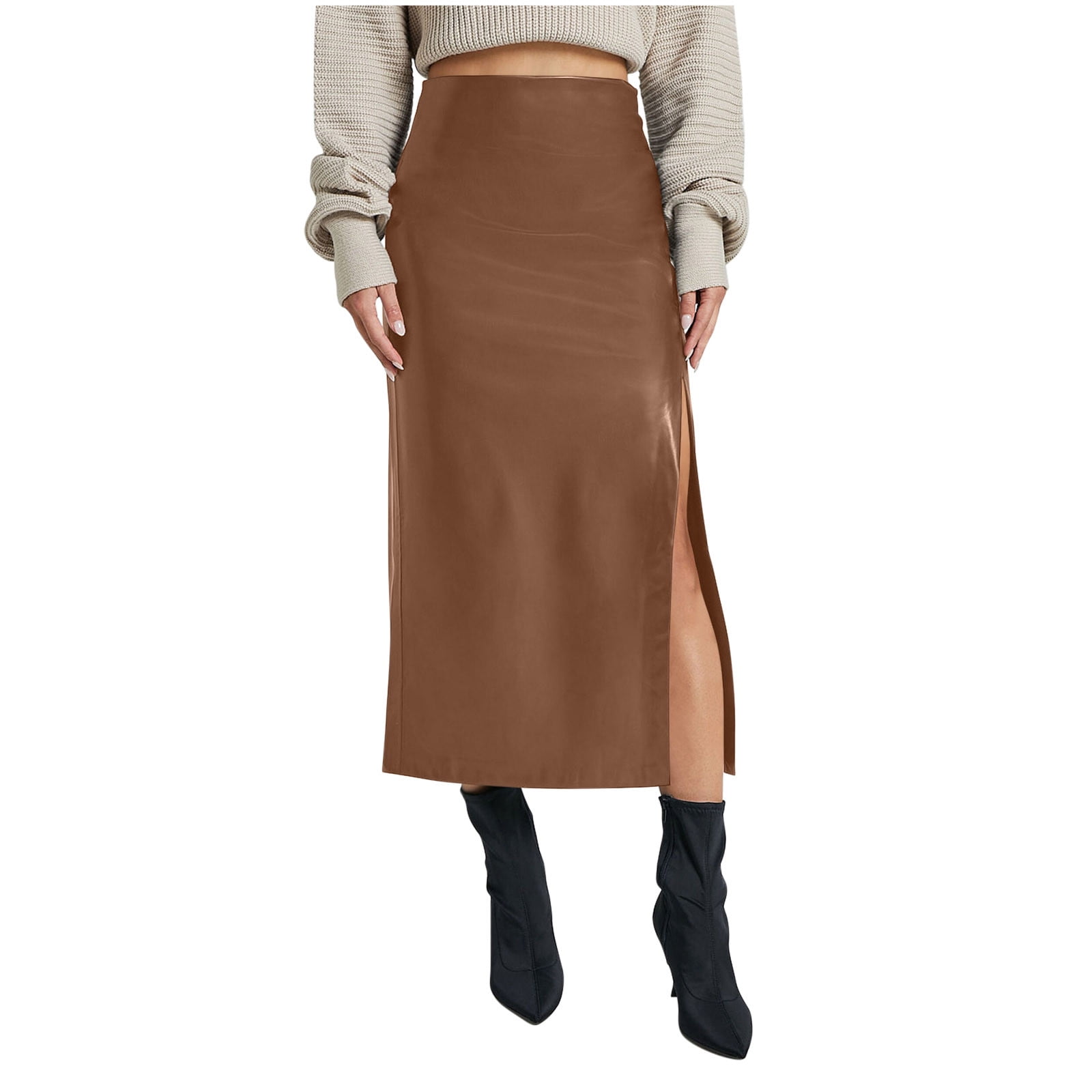 Women's Split Mid-length Hot Girl Leather Hip Skirt main image 0