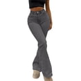 thumbnail image 1 of Miluxas Women Jeans Street Wear High Waisted Flared Jeans Fashion Stretch Slim Fit Trousers with Pockets Solid Denim Pants Dark Gray, 1 of 9
