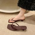 thumbnail image 1 of Miluxas Women Kitten Heel Thong Sandals Square Open Toe Flip Flop Sandals Low Heel Fashion Party Dress Heeled Sandals Wine 7(39), 1 of 5