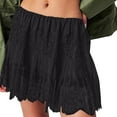 thumbnail image 1 of Miluxas Women Lace Mini Skirt Elastic Low Rise Ruffle Half Slip Skirt Layered Pleated Flowy Short Skirt Streetwear Black M(M), 1 of 7