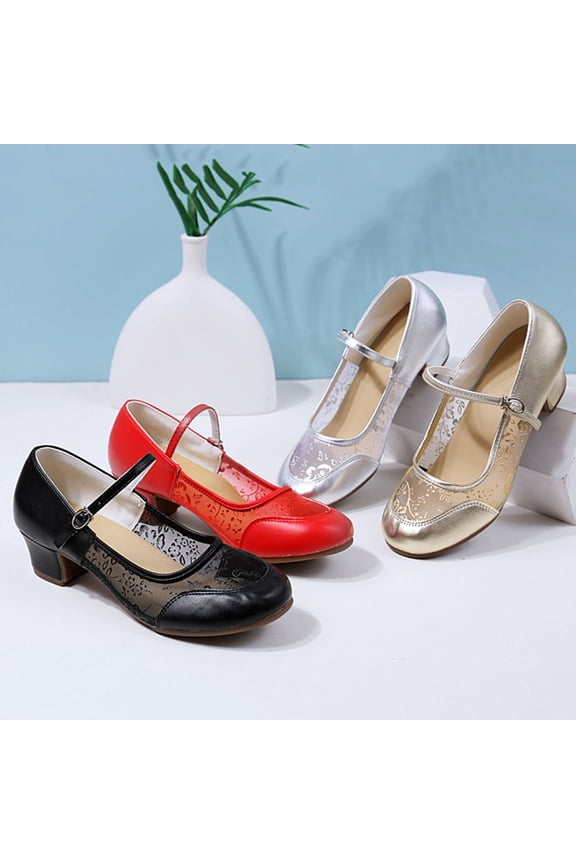 Women Latin Dance Shoes Low Heel Ballroom Dance Shoes Ballet Flat Mary Jane Shoes for Women Silver 9(42)
