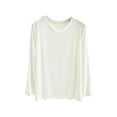 thumbnail image 1 of Miluxas Women Long Sleeve Shirts Solid Color Tops Basic Tee Fall Casual Round Neck Bottoming T-Shirt White XL(XL), 1 of 8