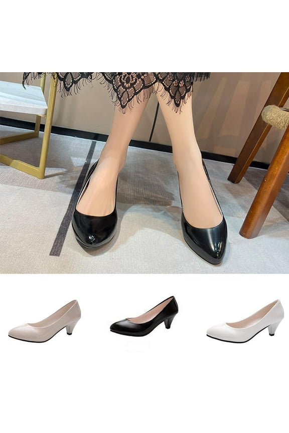 Women Low Heel Dress Pump Shoes Pointed Toe office Shoes White 8.5(41)