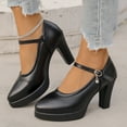 thumbnail image 1 of Miluxas Women Mary Jane Shoes Ankle Strap High Heel Pump Shoe Black 8.5(41), 1 of 9