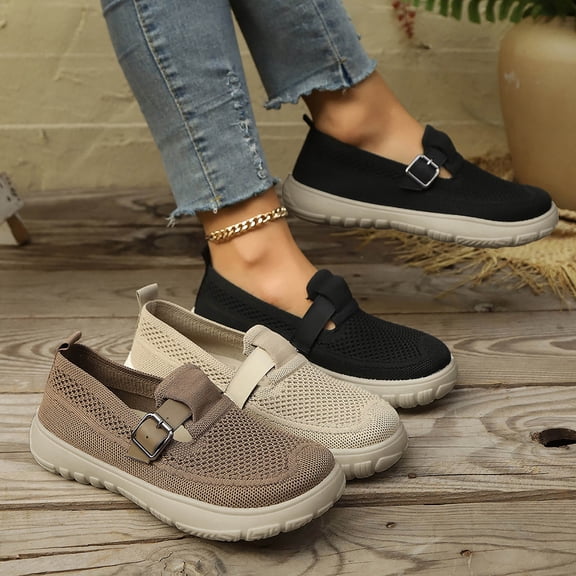 Miluxas Women Mesh Slip On Shoes Breathable Comfortable Casual Walking Shoes Lightweight Design Coffee 10(41)