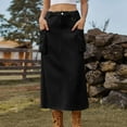 thumbnail image 1 of Miluxas Women Mini Cargo Skirts Y2k Midi Denim Skirt with Pockets High Waist Button Jean Skirts Black 6(M), 1 of 6