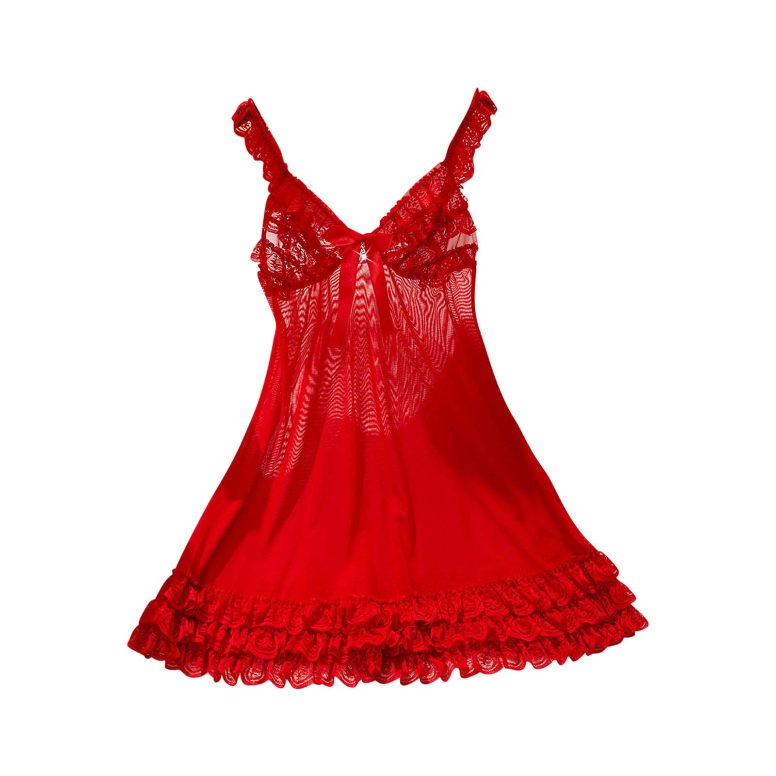 Miluxas Women Nightgown Babydoll Lingerie Dress Sleepwear Mini Slip Chemise  Nightwear Red 8(L) - Walmart.com