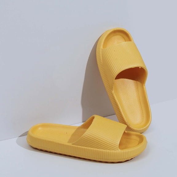 Miluxas Women Platform Slippers Summer Beach Soft Sole Slide Sandals Leisure Men Ladies Indoor Bathroom Anti-Slip Shoes Yellow 5.5-6(36)