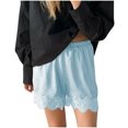 thumbnail image 1 of Miluxas Women Silk Lace Shorts Satin Elastic Waist Lace Trim Shorts Silk Patchwork Lounge Pettipants Slip Bottoms Sky Blue M(M), 1 of 5