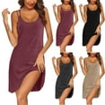 thumbnail image 1 of Miluxas Women Sleeveless Sleepwear Sleep Dress Ribbed Knit Night Shirt Chemise Nighties Nightgowns Red XL(XL), 1 of 7