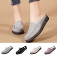 thumbnail image 1 of Miluxas Women Slip On Backless Loafers Comfort Leather Wide Low Top Casual Platform Shoes Purple 9(42), 1 of 9