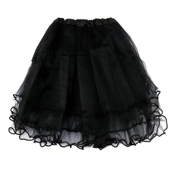 Miluxas Women Summer Mini Skirts Multi-Layer High Waist Solid Color Mini Skirt with Ruffled Black