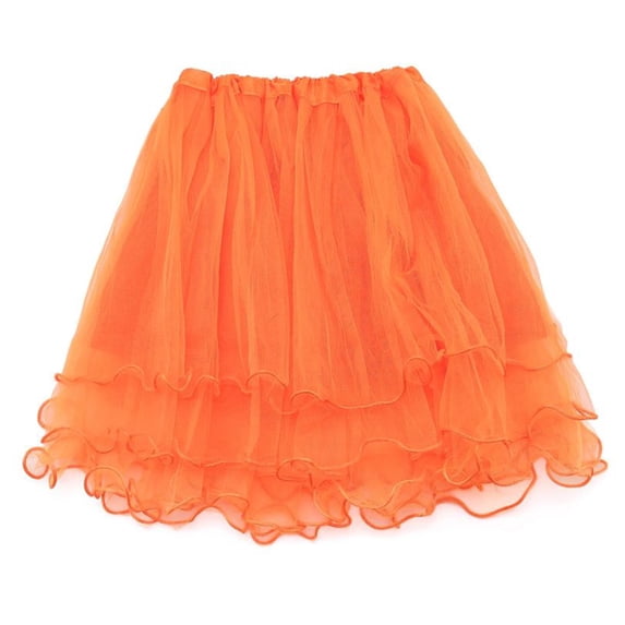 Miluxas Women Summer Mini Skirts Multi-Layer High Waist Solid Color Mini Skirt with Ruffled Orange