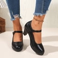 thumbnail image 1 of Miluxas Women Vintage Mary Janes Bridal Shoes Closed Toe Dress Shoe Chunky Heel Pumps Wedding Shoes Black 7(39), 1 of 9