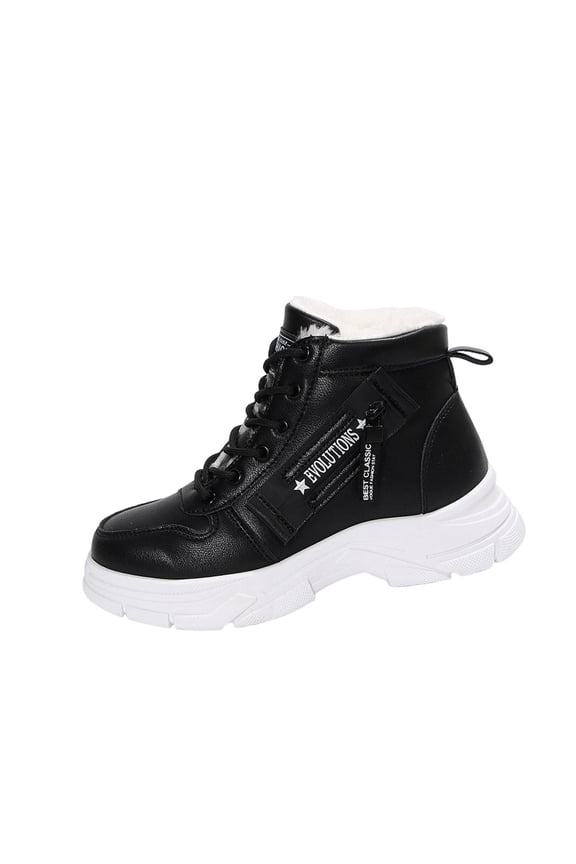 Women Winter Boots Snow Warm Fleece Lined Winter Shoes Lace up Comfortable Non Slip Ankle Platform Boots Outdoor Black 5.5(36)