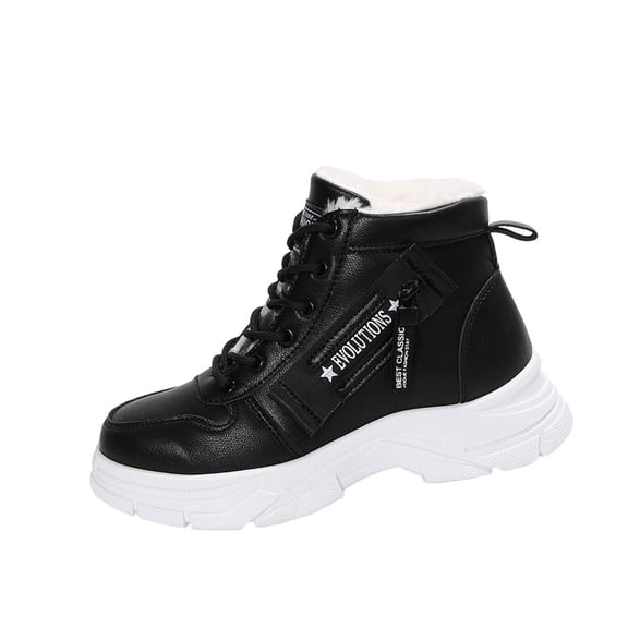 Miluxas Women Winter Boots Snow Warm Fleece Lined Winter Shoes Lace up Comfortable Non Slip Ankle Platform Boots Outdoor Black 9.5(43)