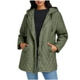 thumbnail image 1 of Miluxas Women Winter Padded Cotton-Padded Button Jacket Long Sleeve Hooded Cotton-Padded Jacket Outdor Warm Coat with Pockets Army Green XL(XL), 1 of 5