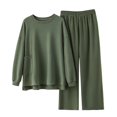 thumbnail image 1 of Miluxas Women's 2 Piece Lounge Pajama Sets Outfits Wide Leg Tracksuit Comfy Loungewear Fashion Sweatsuit Army Green 10(XL), 1 of 3