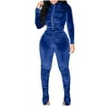thumbnail image 1 of Miluxas Women's 2 Piece Matching Lounge Sets Fall Fashion Outfits Long SLeeve Top Wide Leg Pants Sweat Suits Blue L(L), 1 of 8