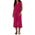thumbnail image 1 of Miluxas Women's 2 Piece Outfits Casual V Neck Sleeveless Tank Tops Matching Wide Leg Capri Pants Summer Lightweight Dressy Lounge Sets for Beach Hot Pink, 1 of 9
