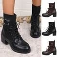 thumbnail image 1 of Miluxas Women's Ankle Boots Low Heel, Lace up Fashion Combat Booties Wine 9(42), 1 of 9