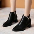 thumbnail image 1 of Miluxas Women's Ankle Boots Pointed Toe Chunky Low Heeled Short Booties Comfort Casual Shoes Black 6(37), 1 of 6